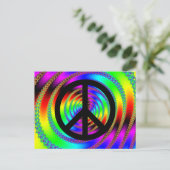 Worm Hole met zwart vredesteken Briefkaart (Staand voorkant)