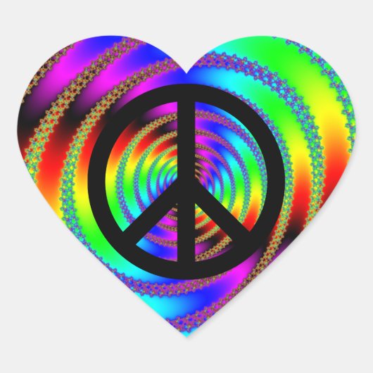 Worm Hole met zwart vredesteken Hart Sticker (Voorkant)
