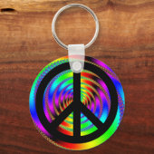 Worm Hole met zwart vredesteken Sleutelhanger (Achterkant)