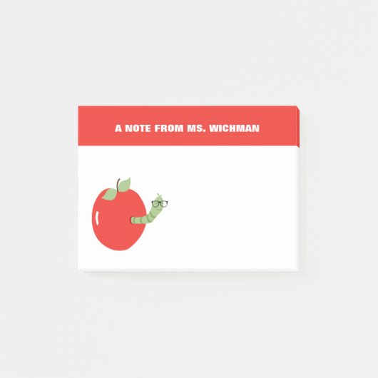 Worm in Apple Cute Teacher Notes Gift (Voorkant)