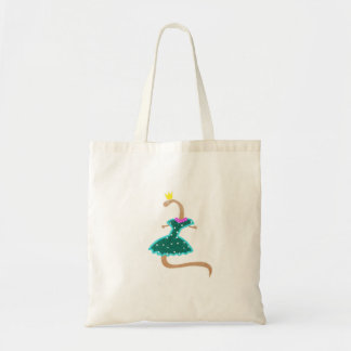 Worm in een groene jurk en een kroon tote bag