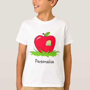 Worm in Red Apple met naam T-shirt