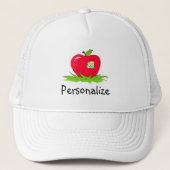 Worm in Red Apple met naam Trucker Pet (Voorkant)