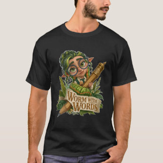 Worm Met Woorden Schattige Fantasy Elf Boekenwurm  T-shirt