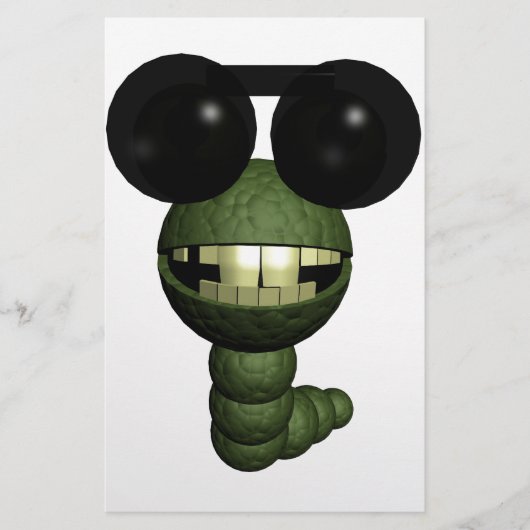 Worm met zonnebril briefpapier (Voorkant)