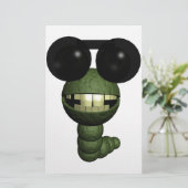 Worm met zonnebril briefpapier (Staand voorkant)