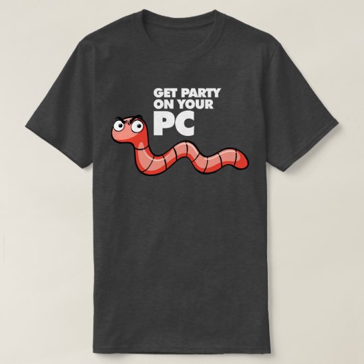 WORM - Organiseer uw feest op uw pc T-shirt (Design voorkant)
