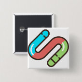 worm vierkante button 5,1 cm (Voorkant /achterkant)