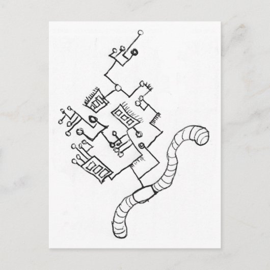 Wormbekabeld Briefkaart (Voorkant)