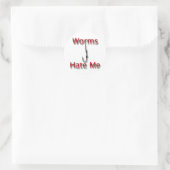Wormen haten me rood ronde sticker (Tas)