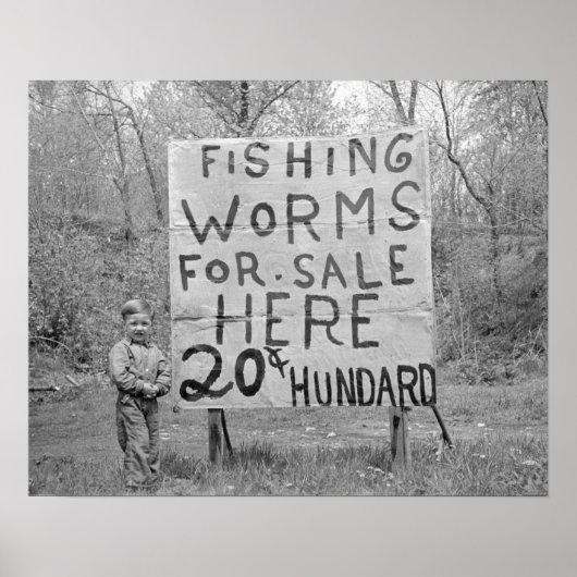 Wormen Te Koop, 1935. Oude Foto Poster (Voorkant)