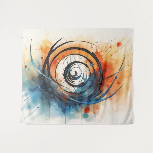 Wormgat in Tijdinkt en waterverf Wandkleed (Voorkant (horizontaal))