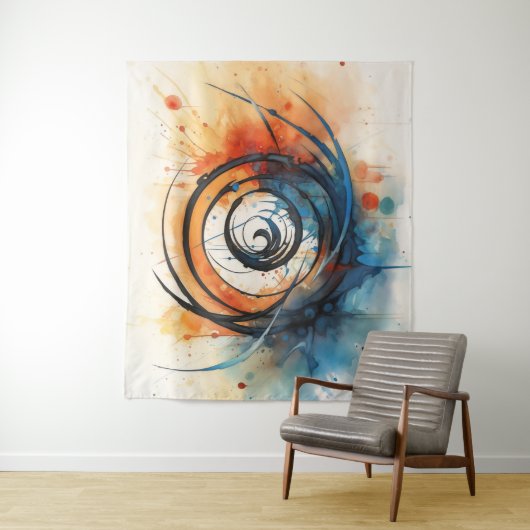 Wormgat in Tijdinkt en waterverf Wandkleed (In situ)