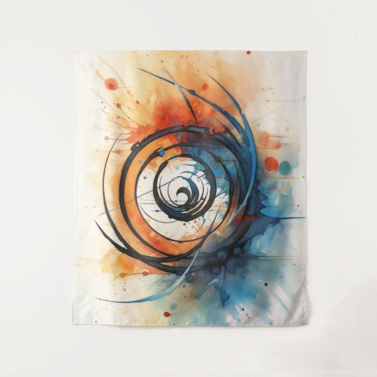 Wormgat in Tijdinkt en waterverf Wandkleed (Voorkant)