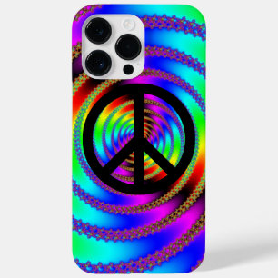 Wormgat met zwarte vredesteken Case-Mate iPhone 14 pro max hoesje
