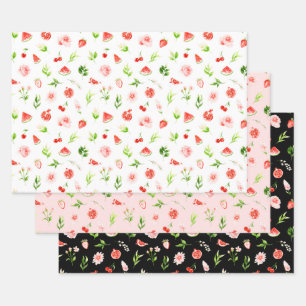 Wormmelon en Granaatappel Patroon Inpakpapier Vel