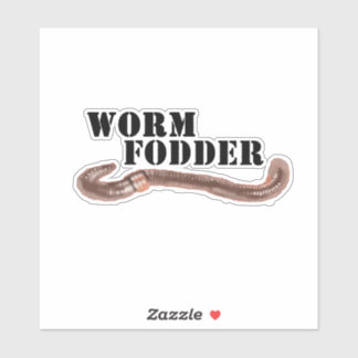 Wormvoer, zwarte tekst met aardworm sticker