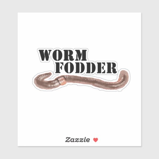 Wormvoer, zwarte tekst met aardworm sticker (Vel)