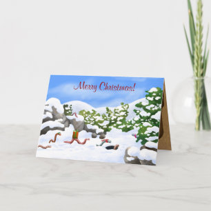 Wormy kerstkaart feestdagen kaart