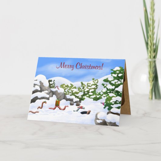 Wormy kerstkaart feestdagen kaart (Voorkant)