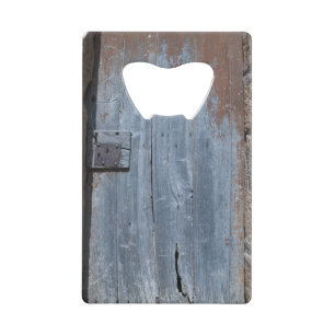 Worn and Rusty Wooden Deuren Creditkaart Flessenopener