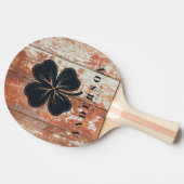 Worn Barn Wood Four Leaf Clover with Name Tafeltennisbatje (Zijkant)