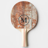 Worn Barn Wood Monogram Tafeltennisbatje (Voorkant)