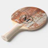 Worn Barn Wood Monogram Tafeltennisbatje (Voorkant Gekanteld)
