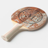 Worn Barn Wood Wedding Monogram Tafeltennisbatje (Voorkant Gekanteld)