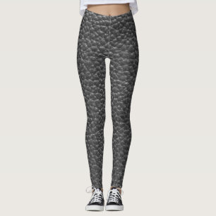 Worn Black Faux Leather Leggings