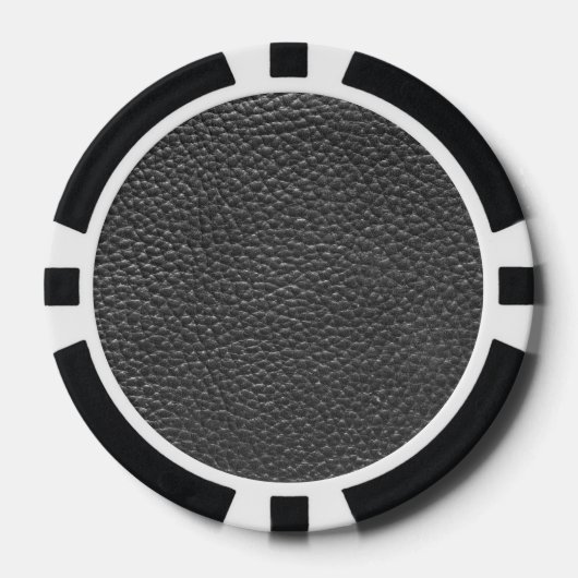 Worn Black Faux Leather Poker Chips (Voorkant)