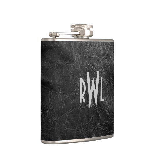 Worn Black Leather Heupfles (Rechts)