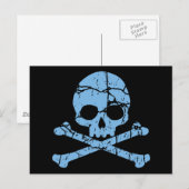 Worn Blue Skull en Crossbones Briefkaart (Voorkant / Achterkant)