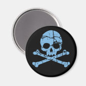 Worn Blue Skull en Crossbones Magneet (Voorkant / Achterkant)