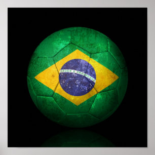 Worn Brazililian Flag Football Voetbal Poster