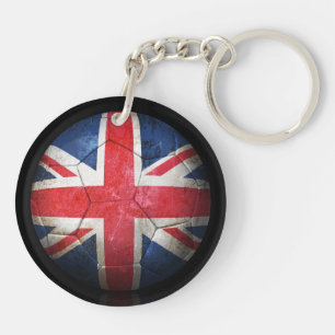 Worn British Flag Football Voetbal Sleutelhanger