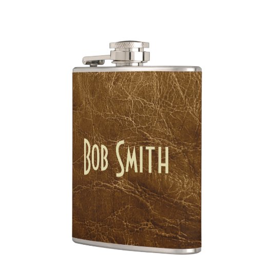 Worn Brown Leather Heupfles (Links)