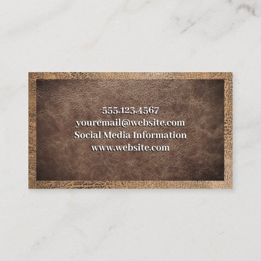 Worn Brown Leather Visitekaartje (Achterkant)