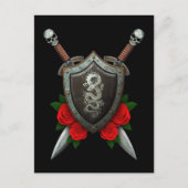 Worn Chinese Dragon Shield and Swords with Rozen Briefkaart (Voorkant)