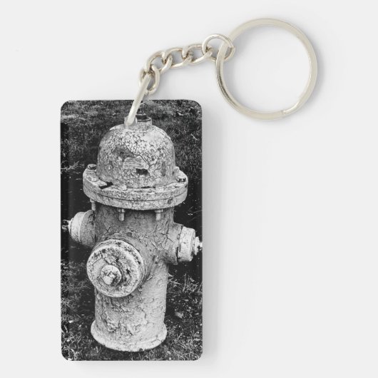 Worn Chipped Rusty Old Fire Hydrant Photograph Sleutelhanger (achterkant)