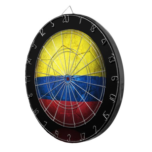 Worn Colombian Flag Football Voetbal Dartbord (Voorkant Rechts)