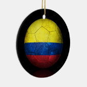 Worn Colombian Flag Football Voetbal Keramisch Ornament (Rechts)