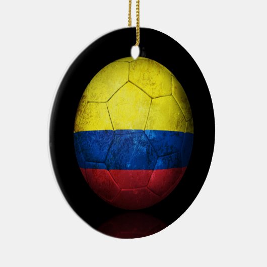 Worn Colombian Flag Football Voetbal Keramisch Ornament (Rechts)