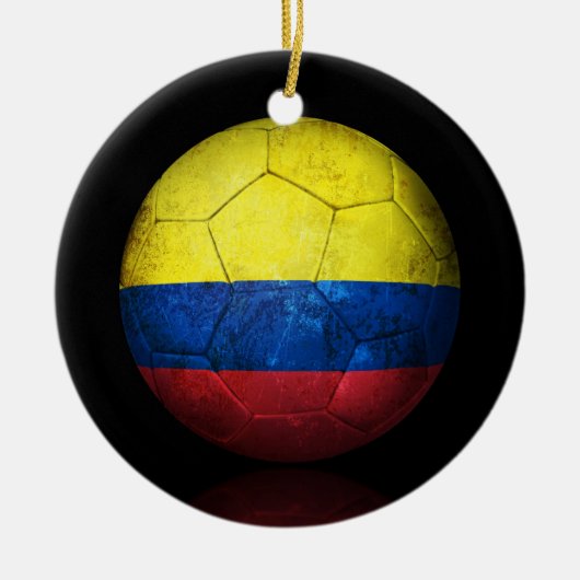 Worn Colombian Flag Football Voetbal Keramisch Ornament (Voorkant)