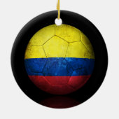 Worn Colombian Flag Football Voetbal Keramisch Ornament (Achterkant)