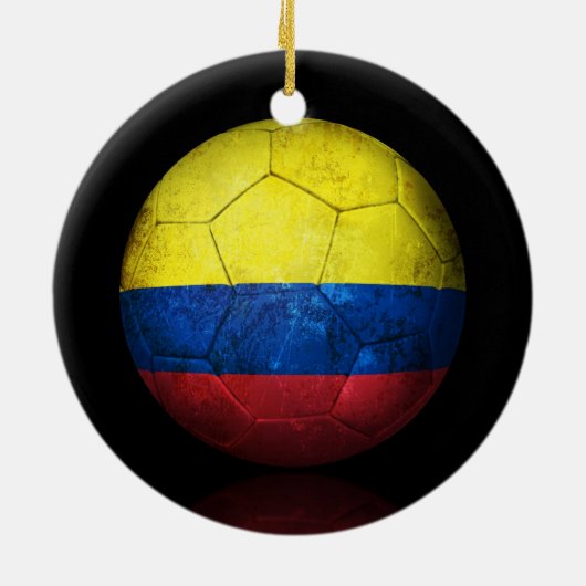 Worn Colombian Flag Football Voetbal Keramisch Ornament (Achterkant)