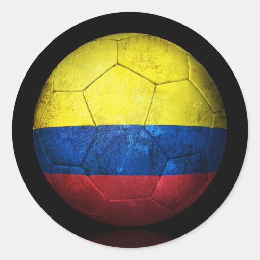 Worn Colombian Football Voetbal Ronde Sticker (Voorkant)
