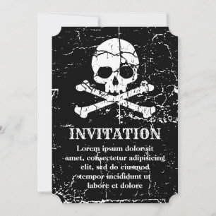 Worn Cracked Skull and Crossbones Invitation Kaart