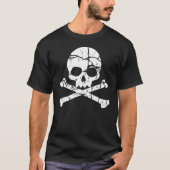 Worn Cracked Skull and Crossbones T-Shirt (Voorkant)