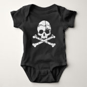 Worn Cracked Skull en Crossbones Baby Bodysuit (Voorkant)